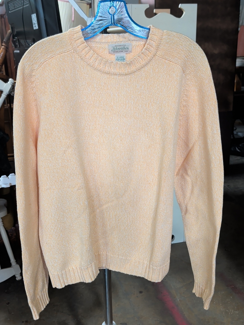 Vtg. St. Johns Bay Peach Crewneck Sweater 100% Cotton